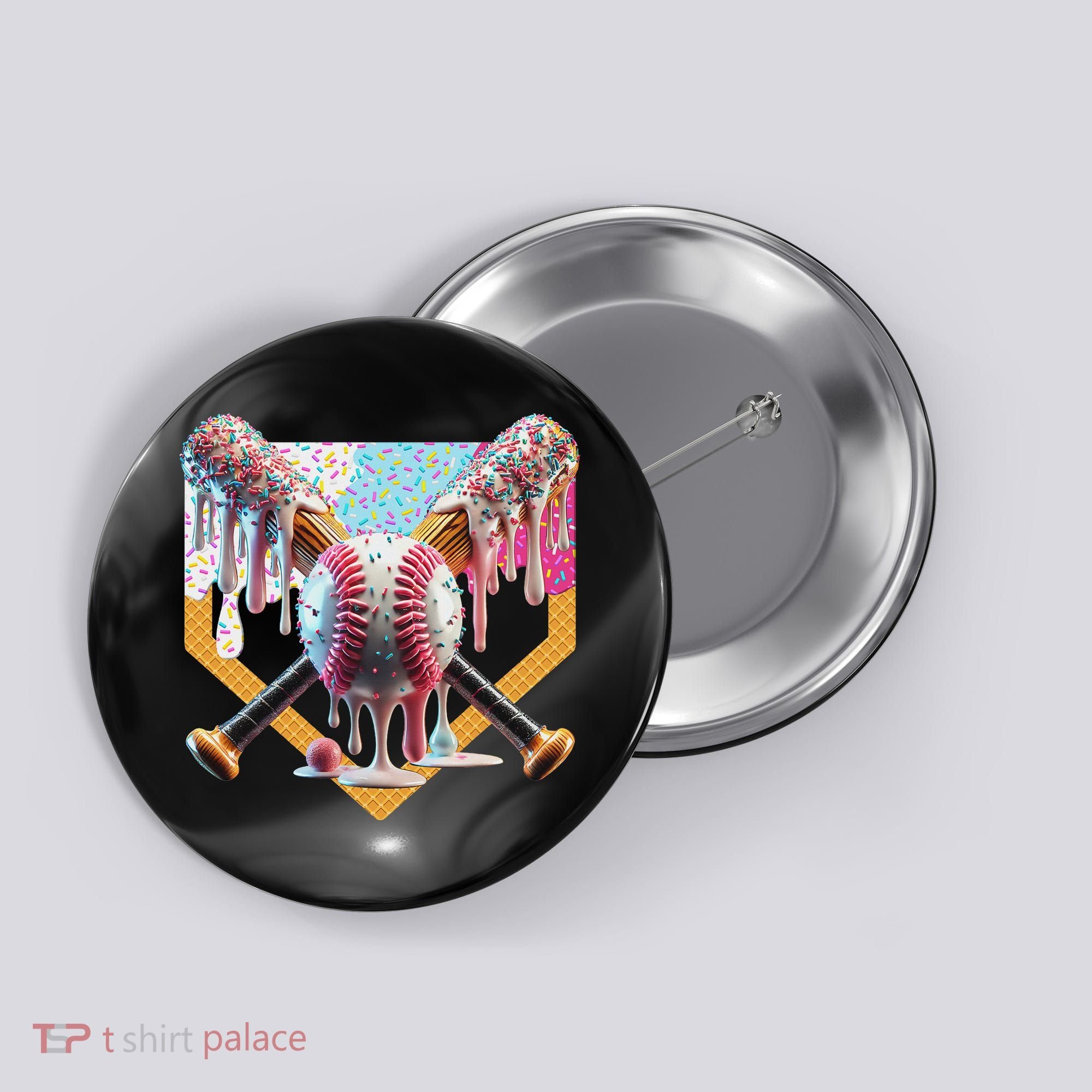 Baseball Drip For Ice Cream Drip For Boy Baseball Button