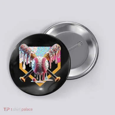 Baseball Drip For Ice Cream Drip For Boy Baseball Button