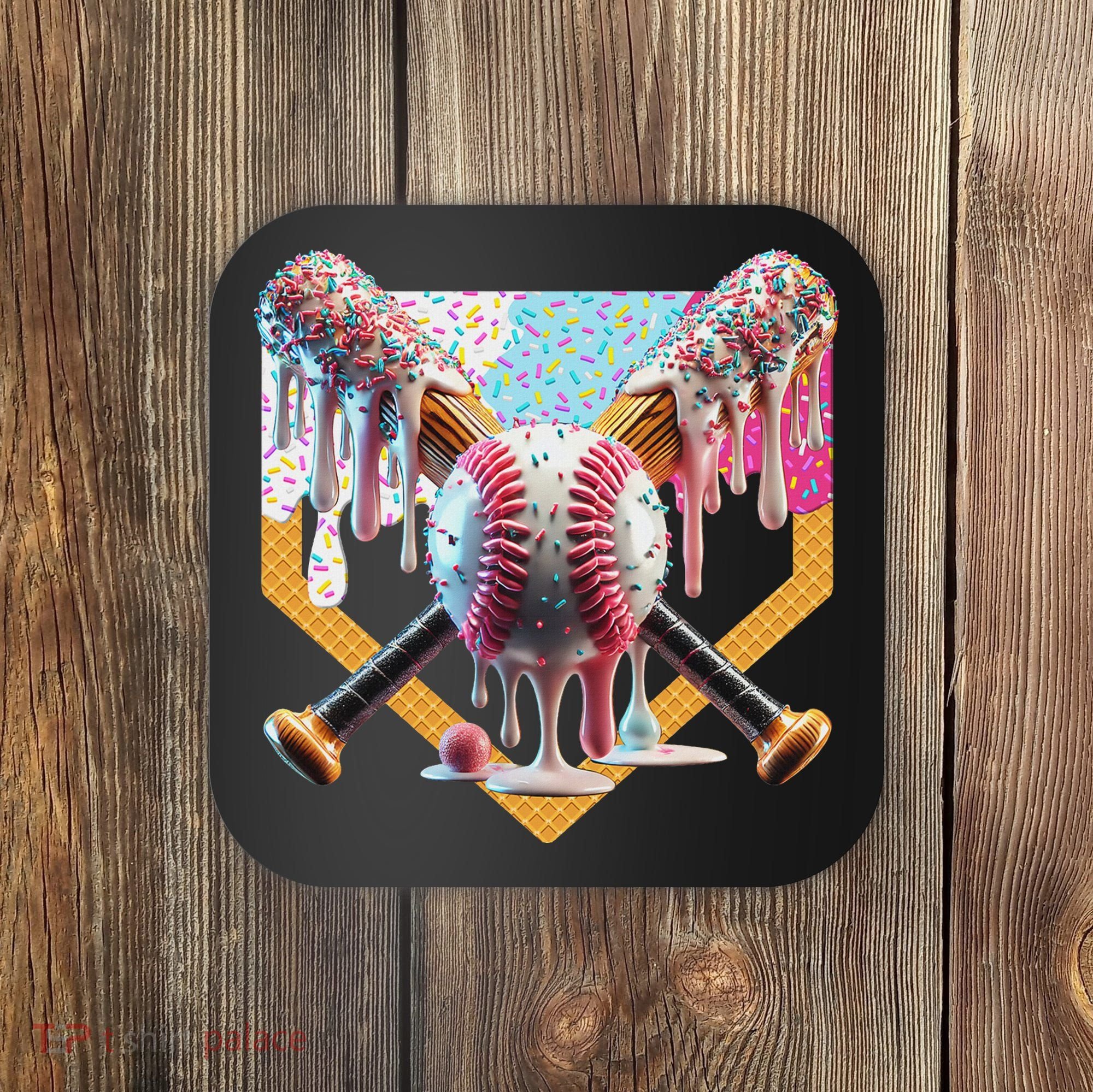Baseball Drip For Ice Cream Drip For Boy Baseball Coaster
