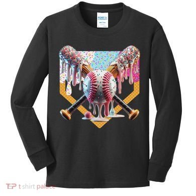 Baseball Drip For Ice Cream Drip For Boy Baseball Kids Long Sleeve Shirt