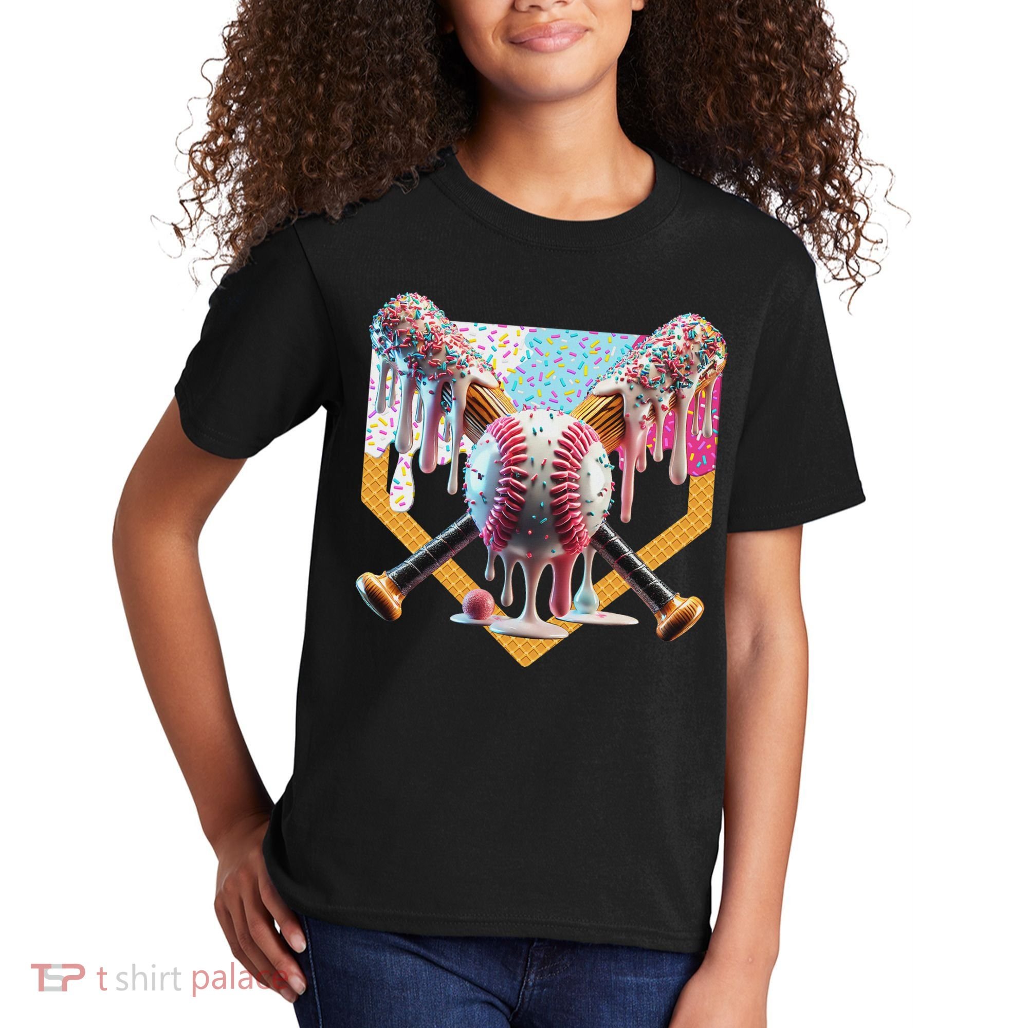 Baseball Drip For Ice Cream Drip For Boy Baseball Kids T-Shirt
