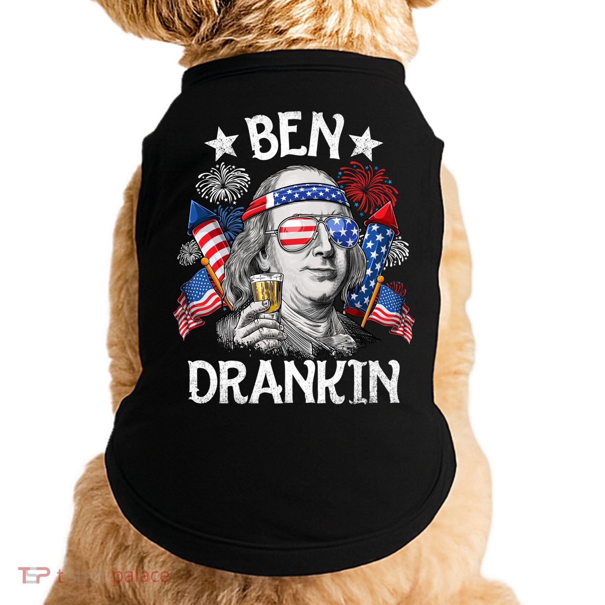 Ben Drankin Funny 4th Of July Shirts Fireworks Patriotic Doggie Tank