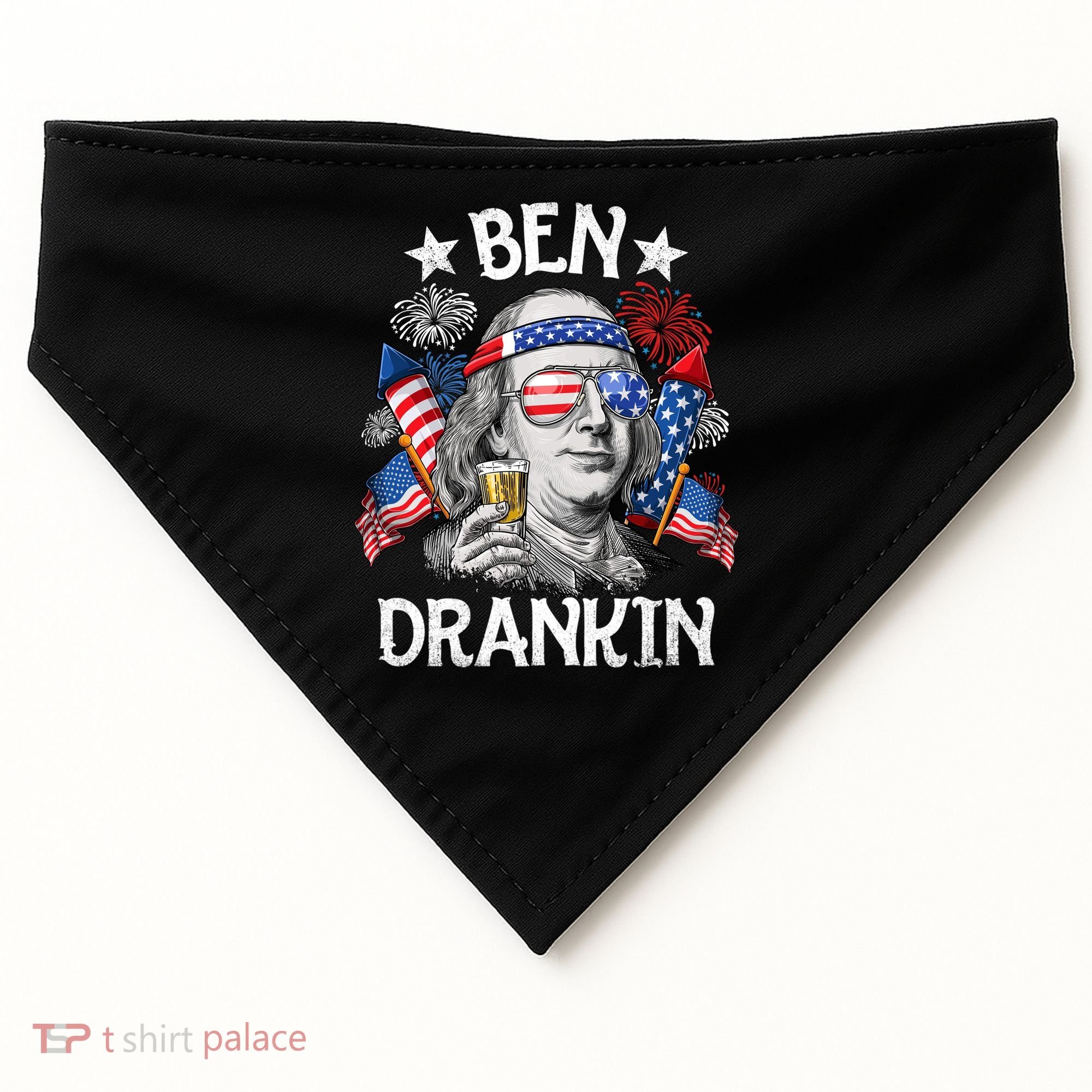 Ben Drankin Funny 4th Of July Shirts Fireworks Patriotic USA-Made Doggie Bandana