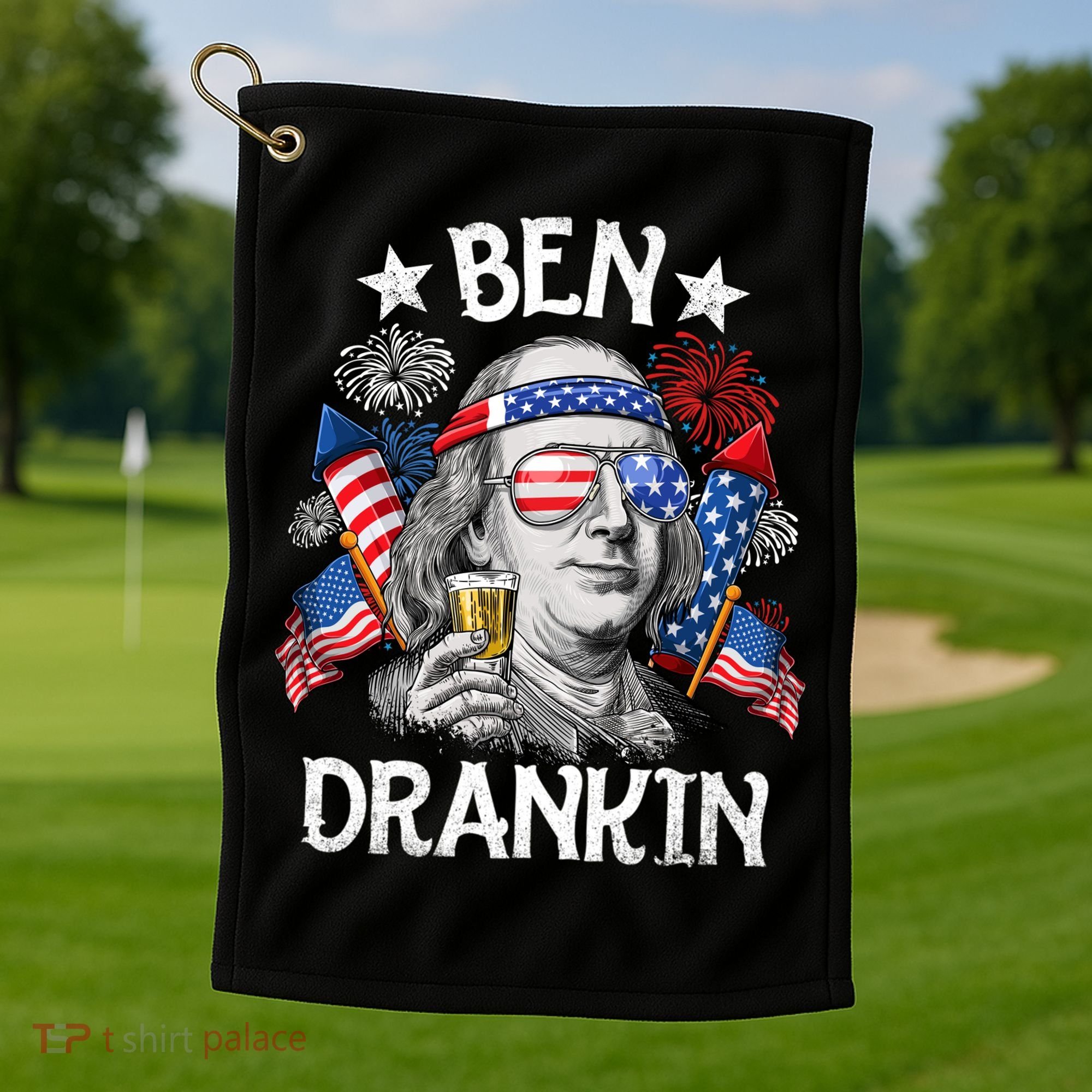 Ben Drankin Funny 4th Of July Shirts Fireworks Patriotic Golf Towel