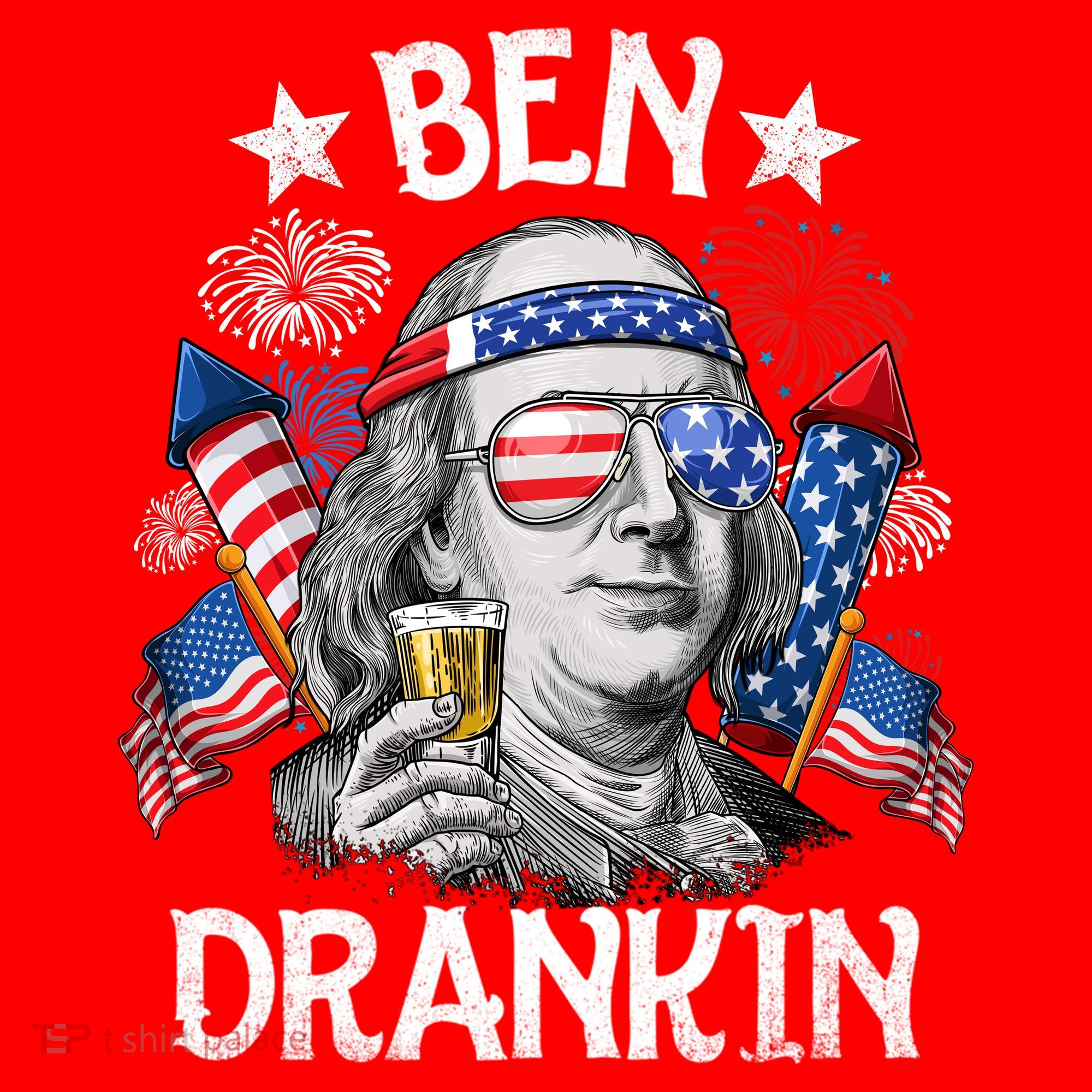 Ben Drankin Funny 4th Of July Shirts Fireworks Patriotic Santa Hat