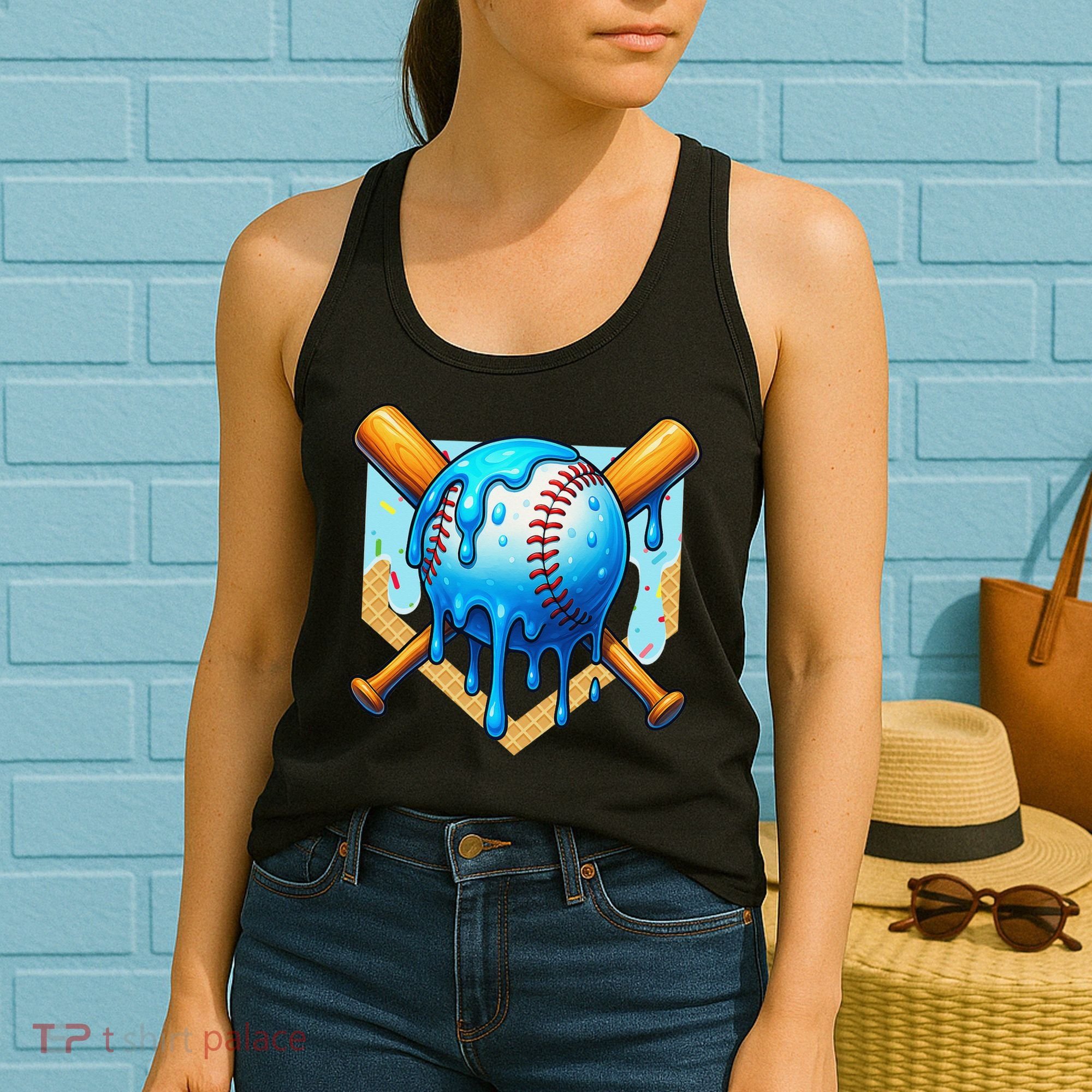 Baseball Drip For Ice Cream Drip Baseball Women's Tank Top