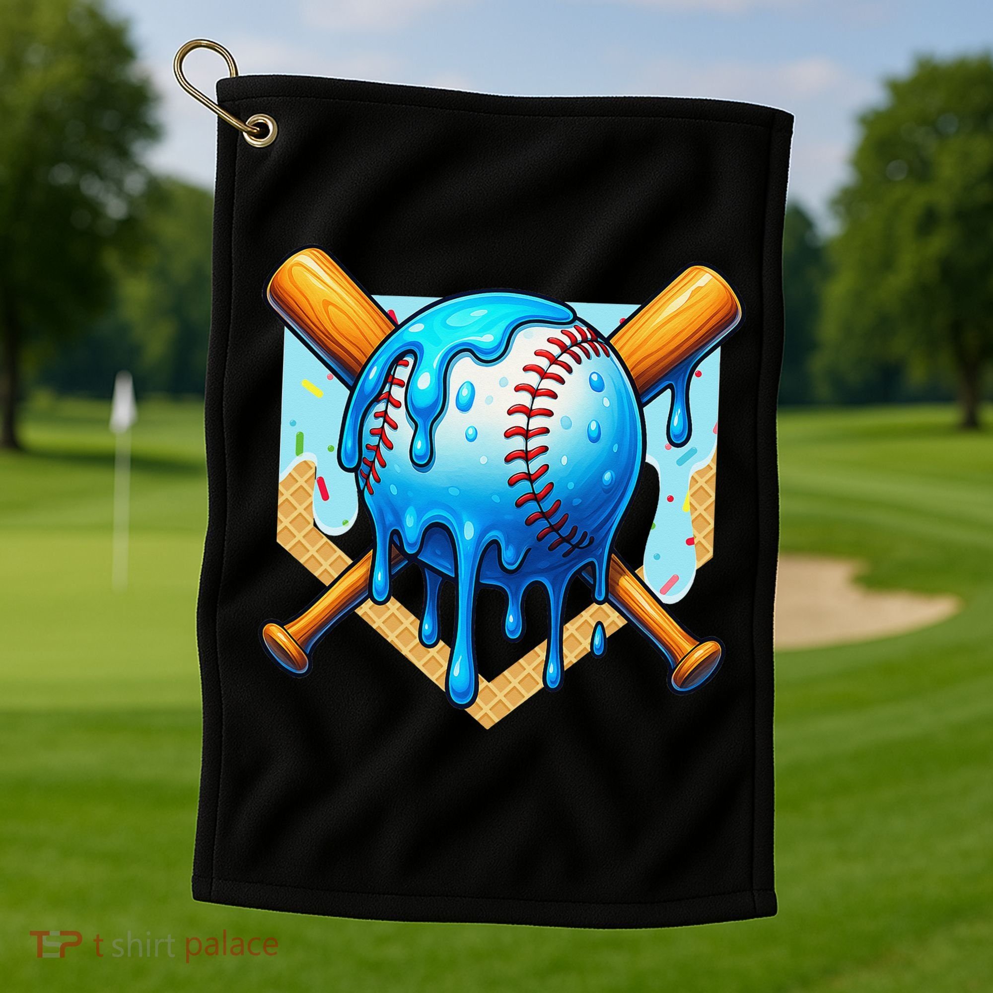 Baseball Drip For Ice Cream Drip Baseball Golf Towel