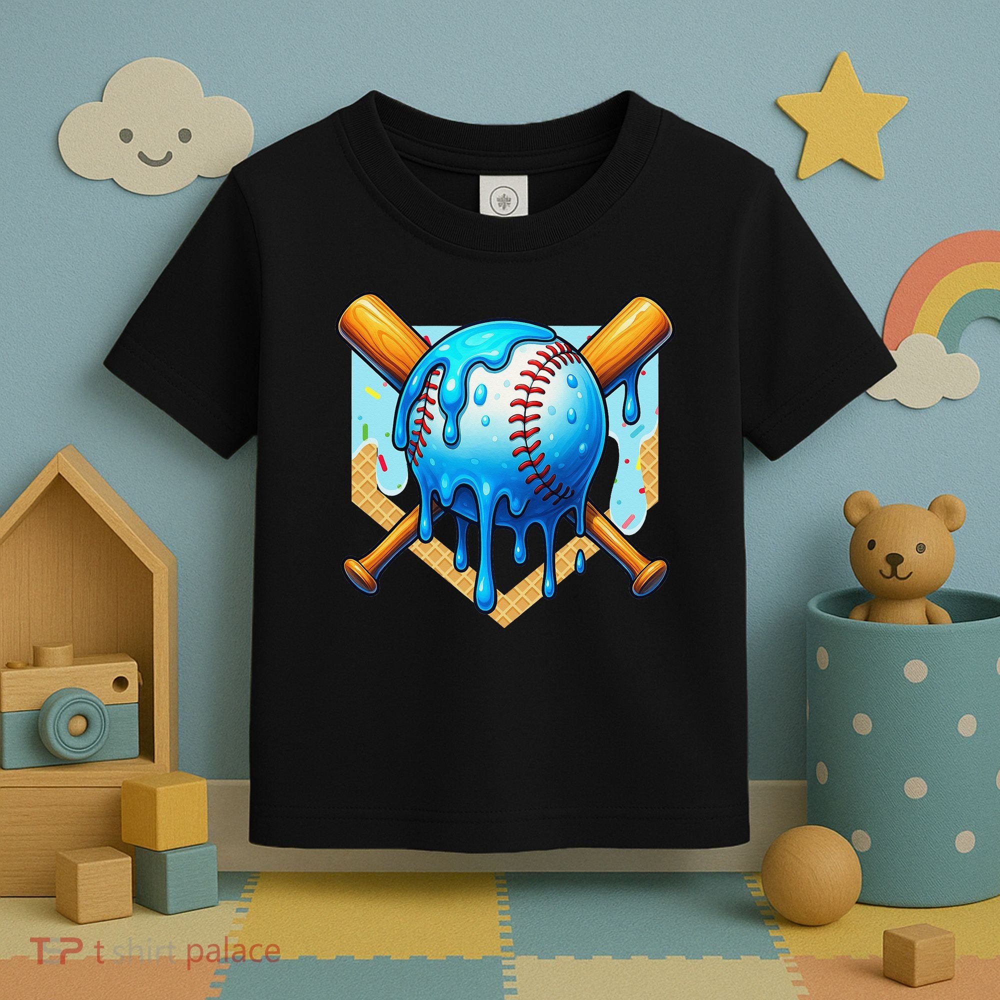 Baseball Drip For Ice Cream Drip Baseball Toddler T-Shirt