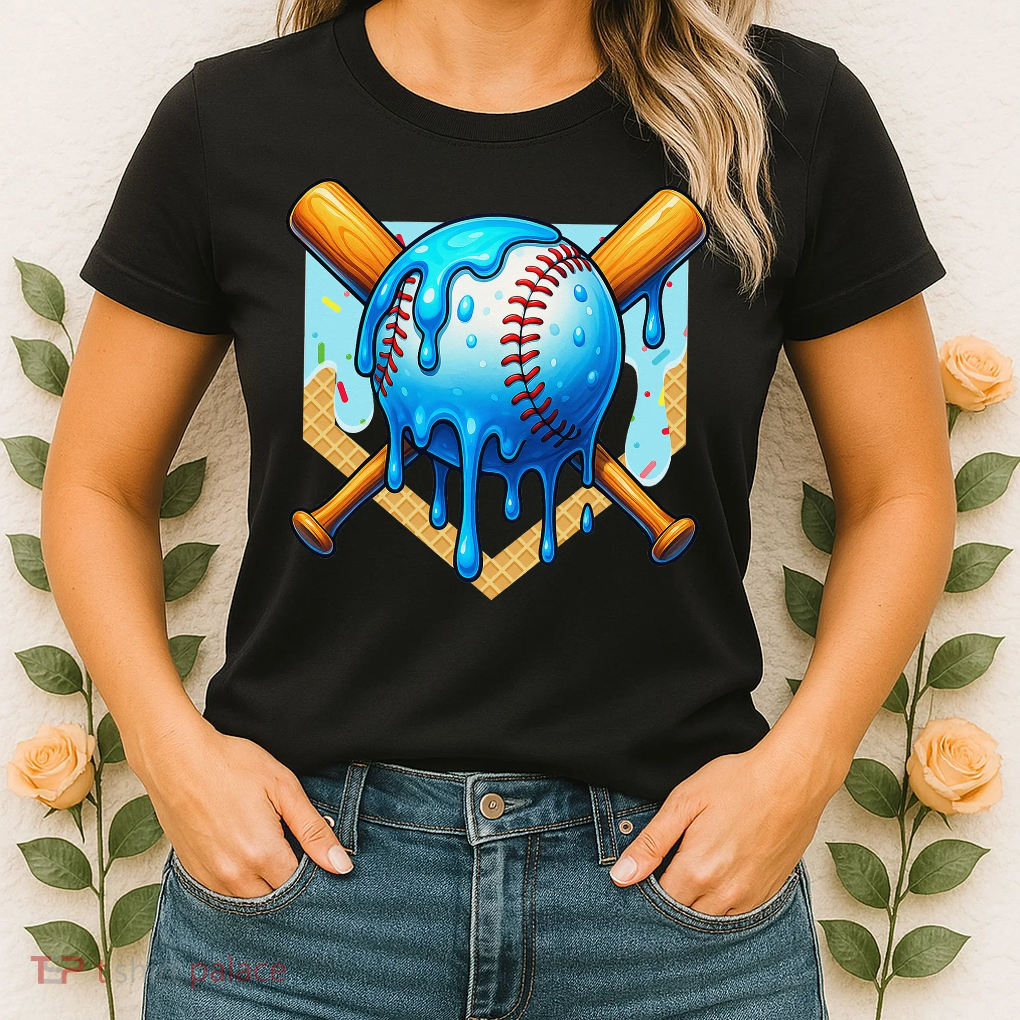 Baseball Drip For Ice Cream Drip Baseball Women's T-Shirt