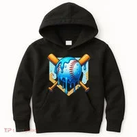 Baseball Drip For Ice Cream Drip Baseball Kids Hoodie thumb 0