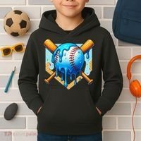 Baseball Drip For Ice Cream Drip Baseball Kids Hoodie thumb 2
