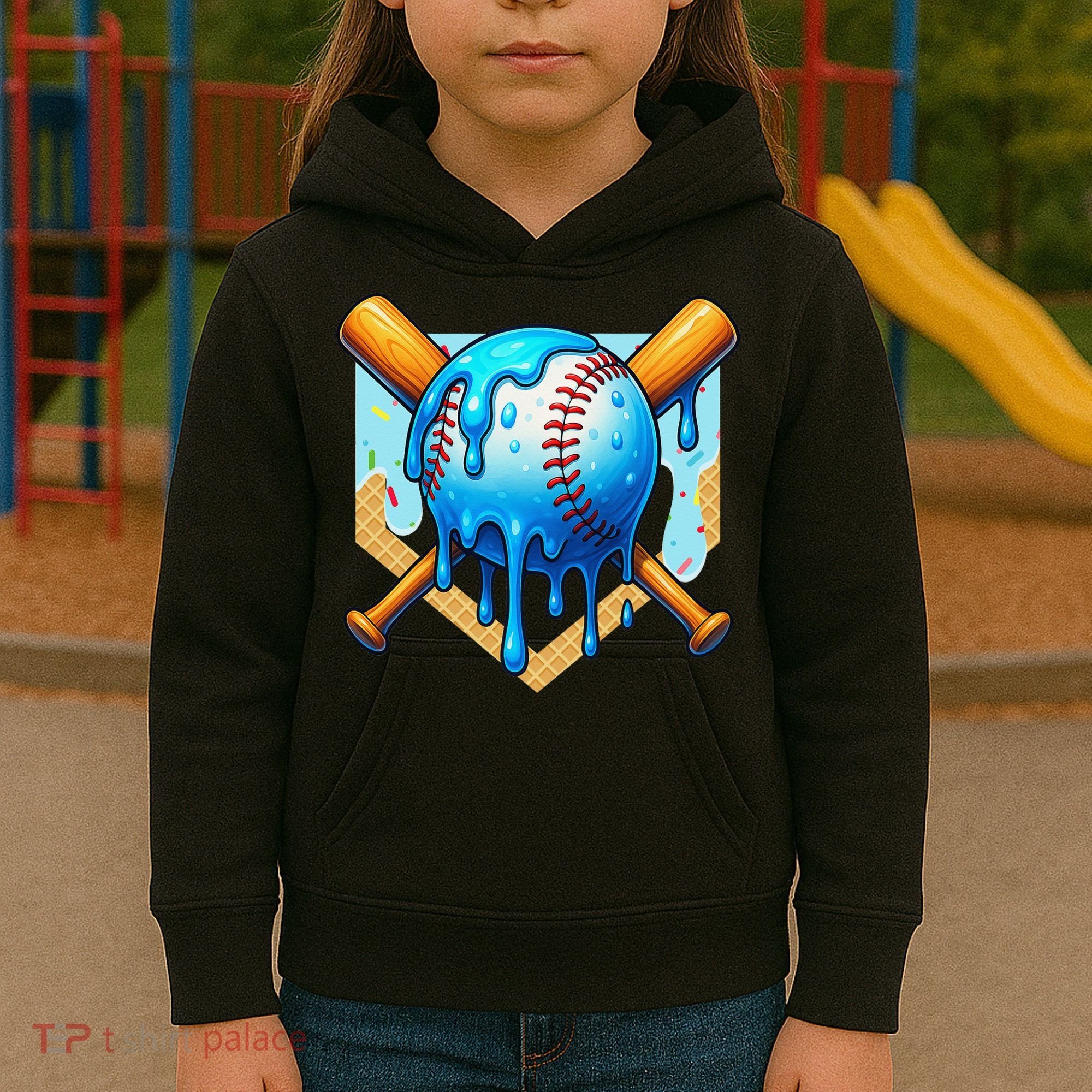 Baseball Drip For Ice Cream Drip Baseball Kids Hoodie