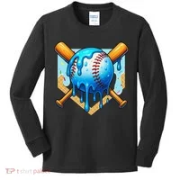 Baseball Drip For Ice Cream Drip Baseball Kids Long Sleeve Shirt thumb 0