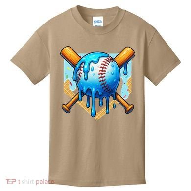 Baseball Drip For Ice Cream Drip Baseball Kids T-Shirt
