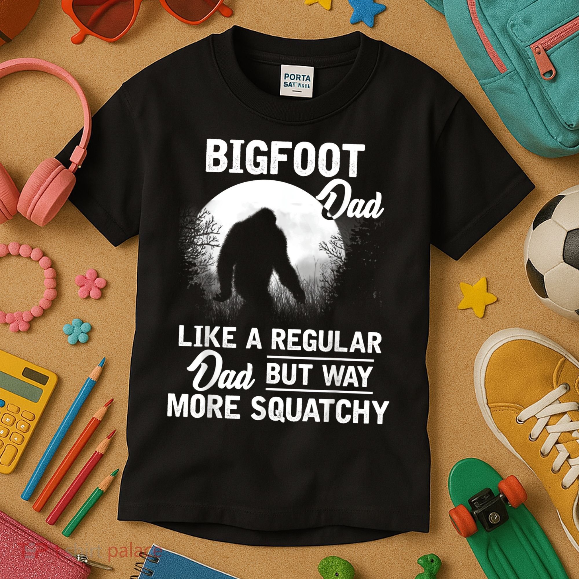 Bigfoot Dad Funny Sasquatch Bigfoot Fathers Day Kids T-Shirt