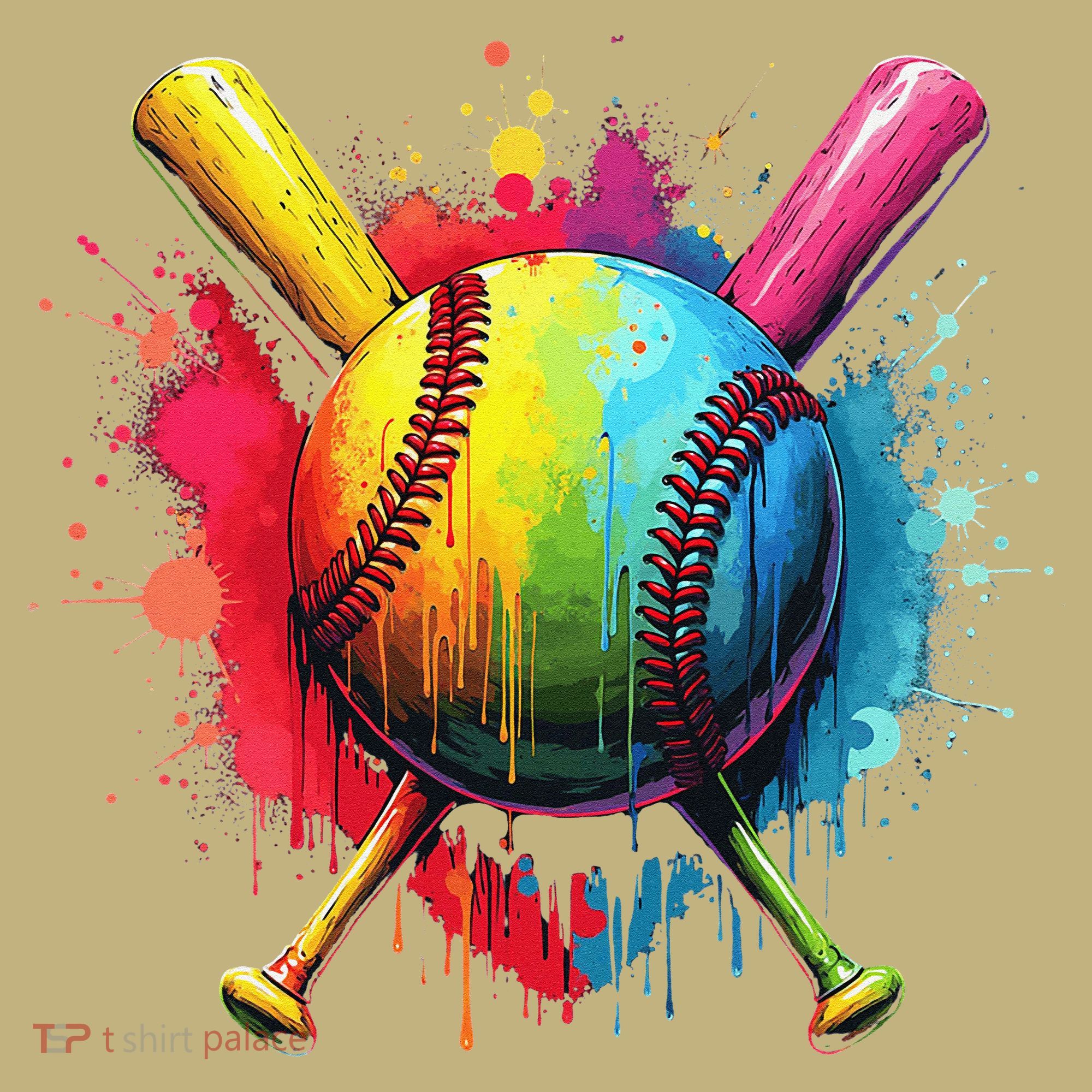 Baseball Drip For Home Plate Ice Color Drip Sport T-Shirt