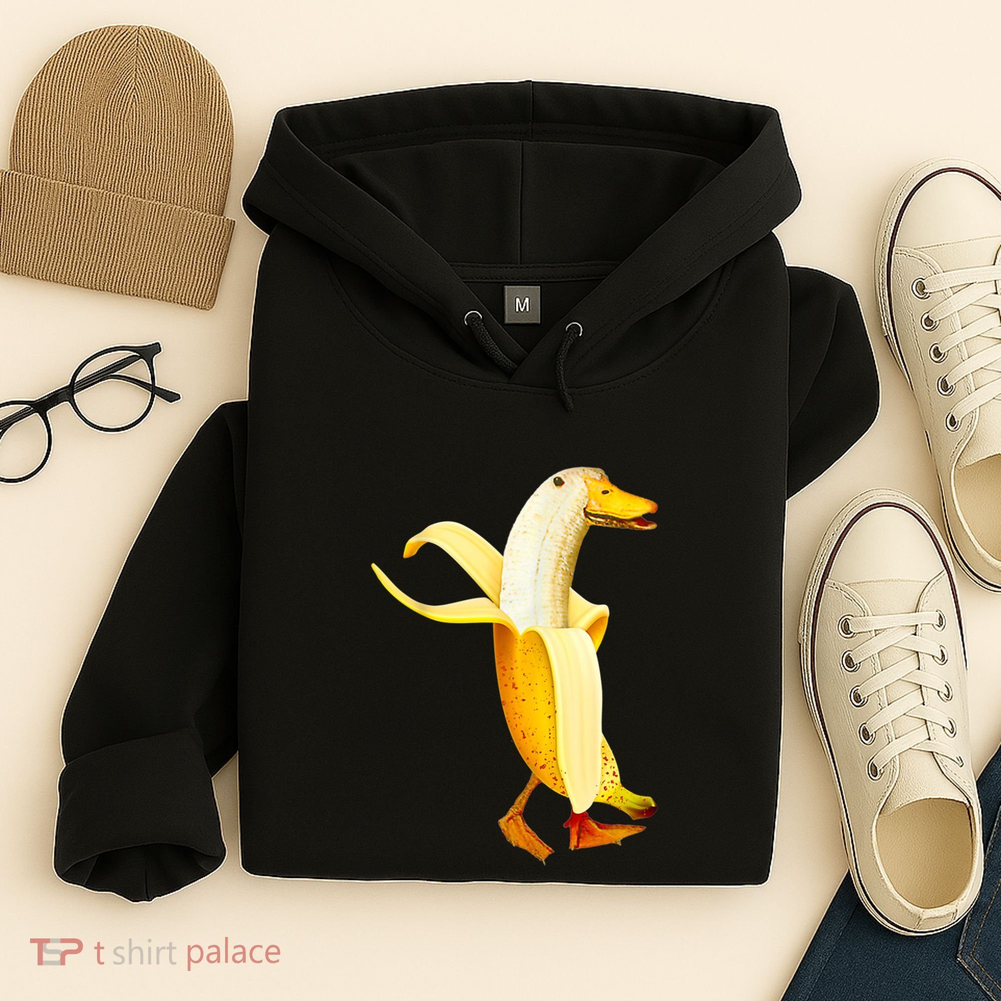 Banana Duck. Funny Anthropomorphic Fruit Animals Hoodie