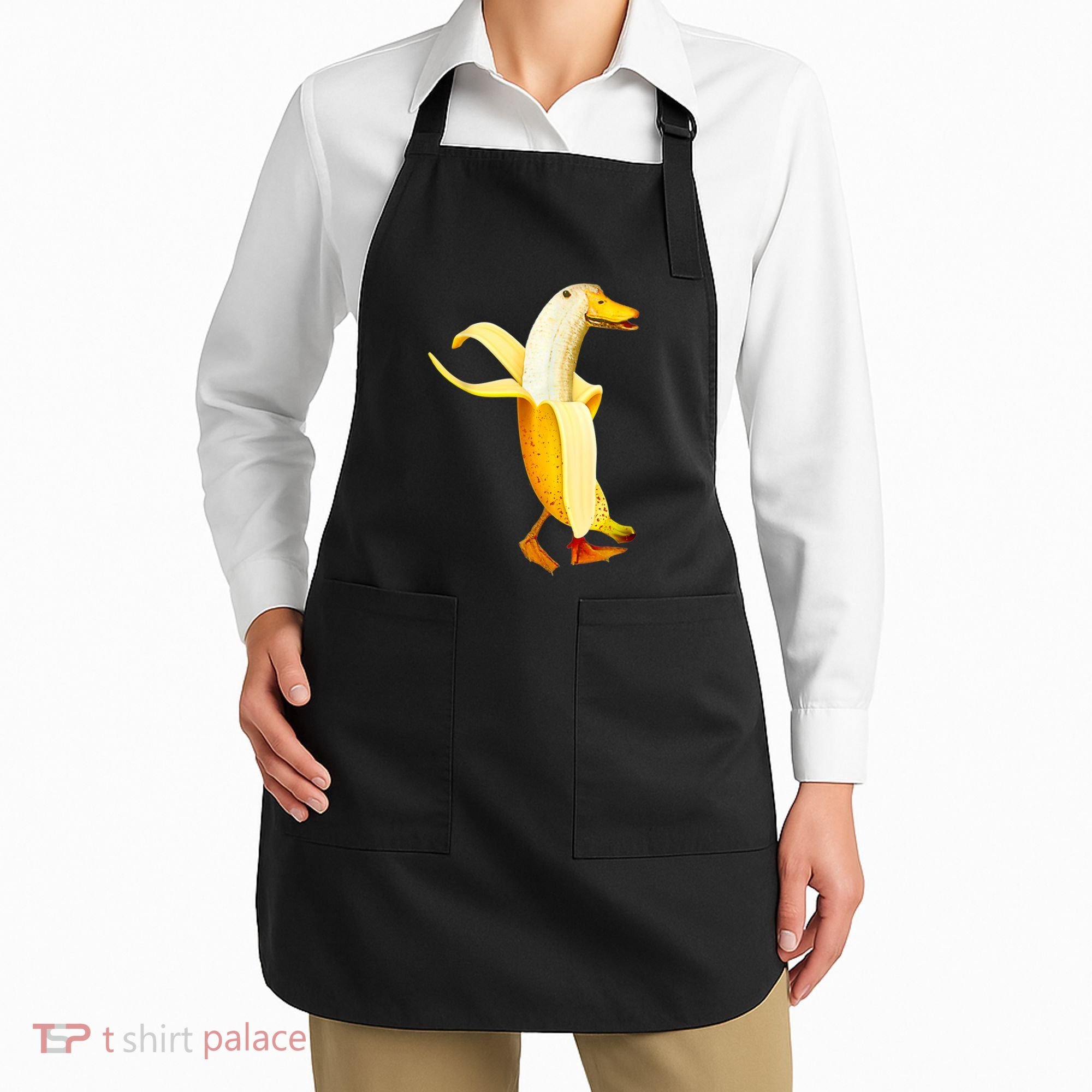 Banana Duck. Funny Anthropomorphic Fruit Animals Apron