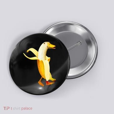 Banana Duck. Funny Anthropomorphic Fruit Animals Button