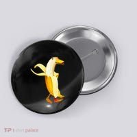 Banana Duck. Funny Anthropomorphic Fruit Animals Button thumb 0