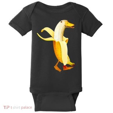 Banana Duck. Funny Anthropomorphic Fruit Animals Baby Bodysuit
