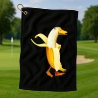Banana Duck. Funny Anthropomorphic Fruit Animals Golf Towel thumb 1