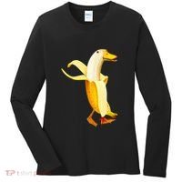 Banana Duck. Funny Anthropomorphic Fruit Animals Women's Long Sleeve Shirt thumb 0