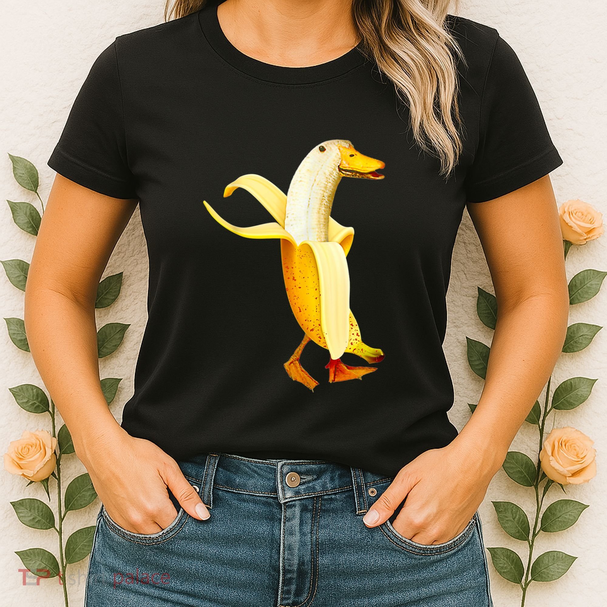Banana Duck. Funny Anthropomorphic Fruit Animals Women's T-Shirt