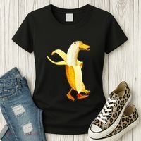 Banana Duck. Funny Anthropomorphic Fruit Animals Women's T-Shirt thumb 3