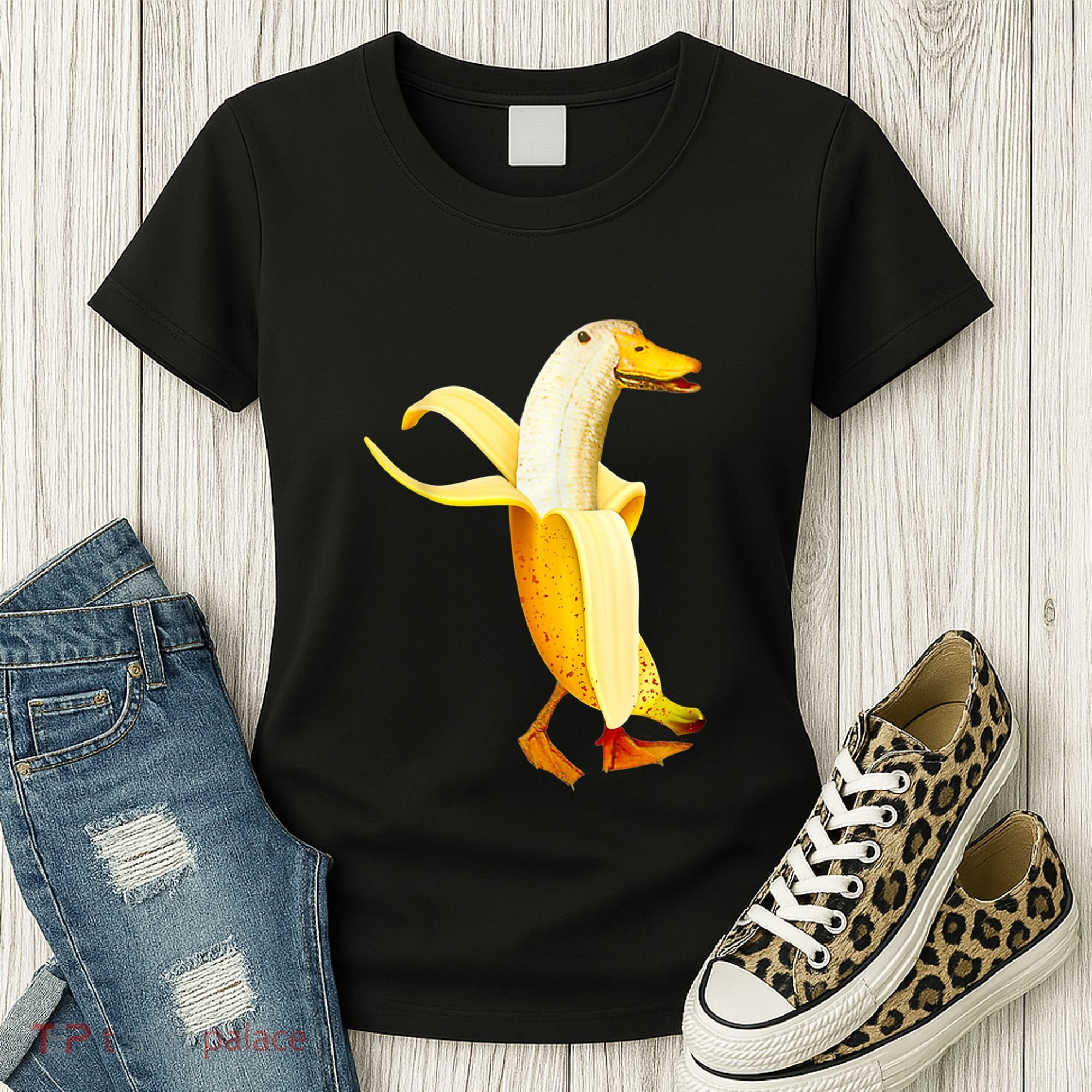 Banana Duck. Funny Anthropomorphic Fruit Animals Women's T-Shirt