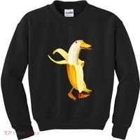 Banana Duck. Funny Anthropomorphic Fruit Animals Kids Sweatshirt thumb 0