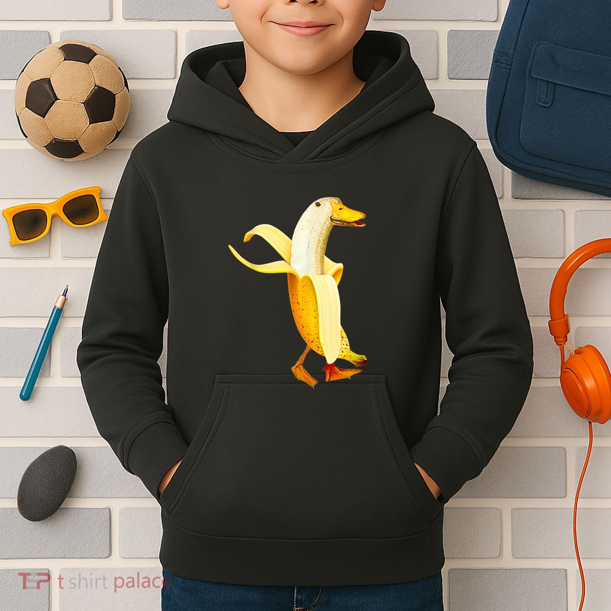 Banana Duck. Funny Anthropomorphic Fruit Animals Kids Hoodie