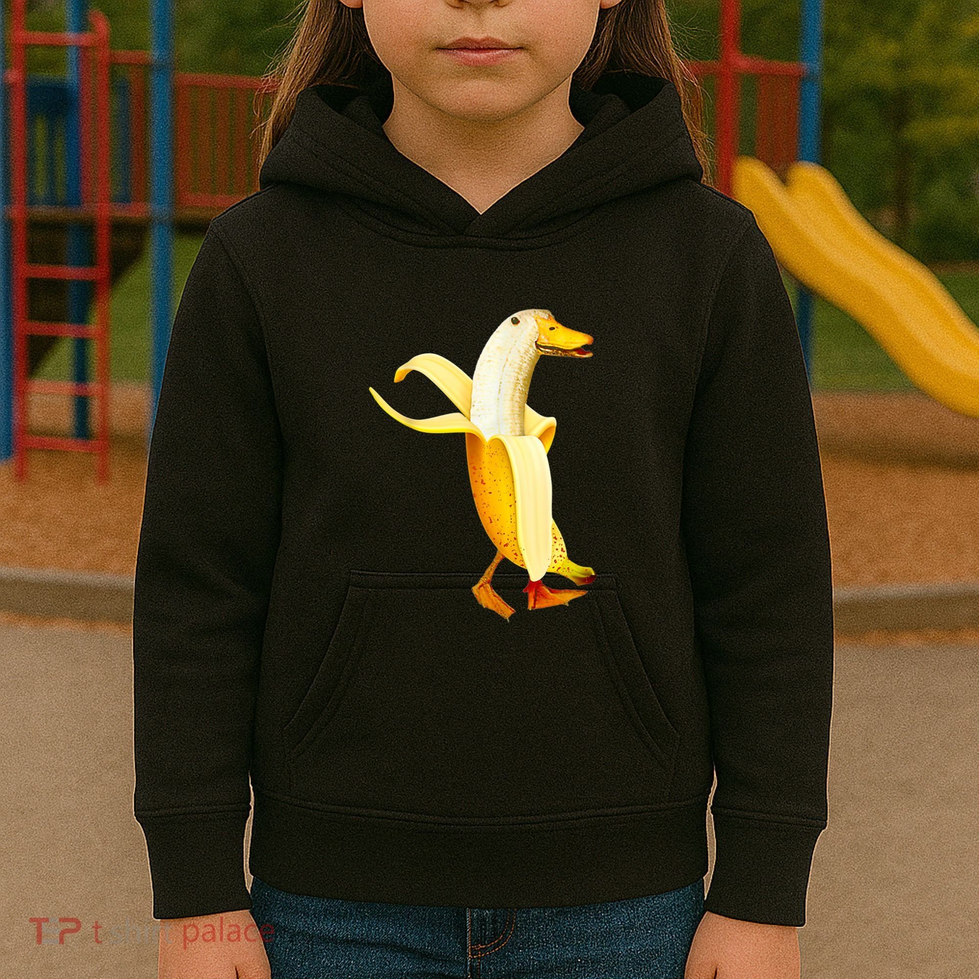 Banana Duck. Funny Anthropomorphic Fruit Animals Kids Hoodie