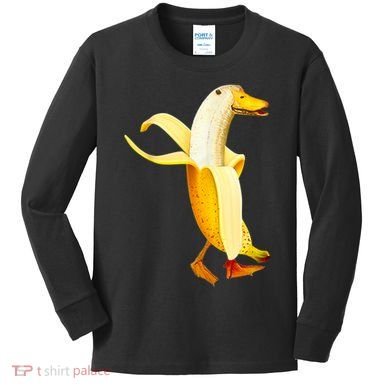 Banana Duck. Funny Anthropomorphic Fruit Animals Kids Long Sleeve Shirt