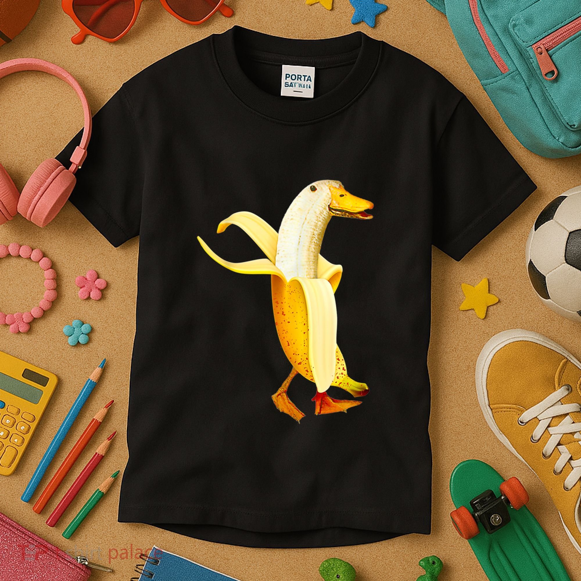 Banana Duck. Funny Anthropomorphic Fruit Animals Kids T-Shirt
