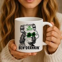 Ben Drankin Funny Green Shamrock Political St Patricks Day Cute Gift Coffee Mug thumb 3