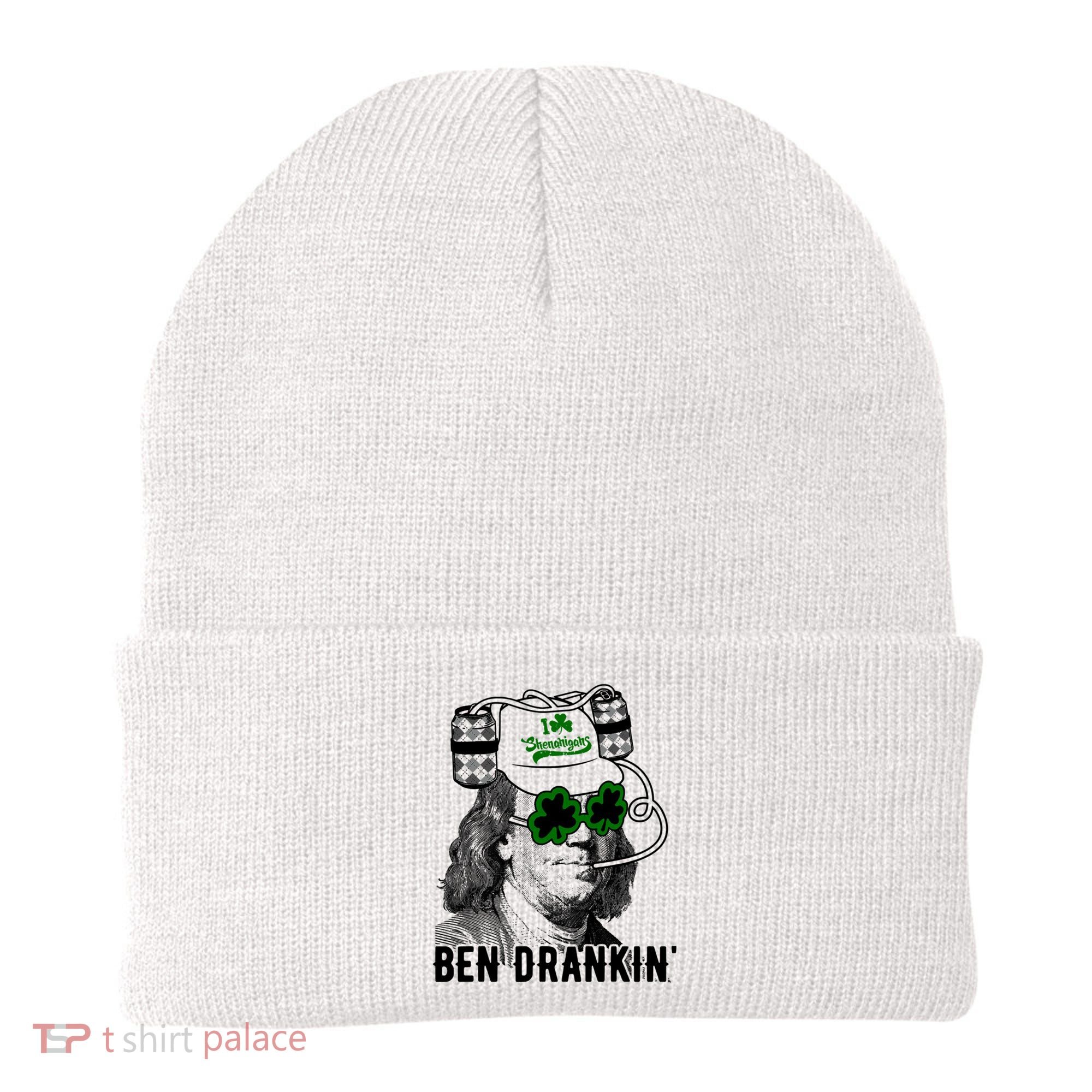 Ben Drankin Funny Green Shamrock Political St Patricks Day Cute Gift Beanie