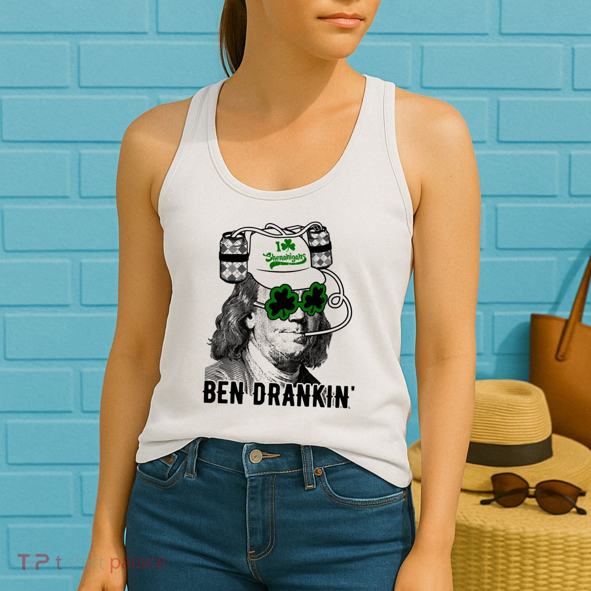 Ben Drankin Funny Green Shamrock Political St Patricks Day Cute Gift Women's Tank Top