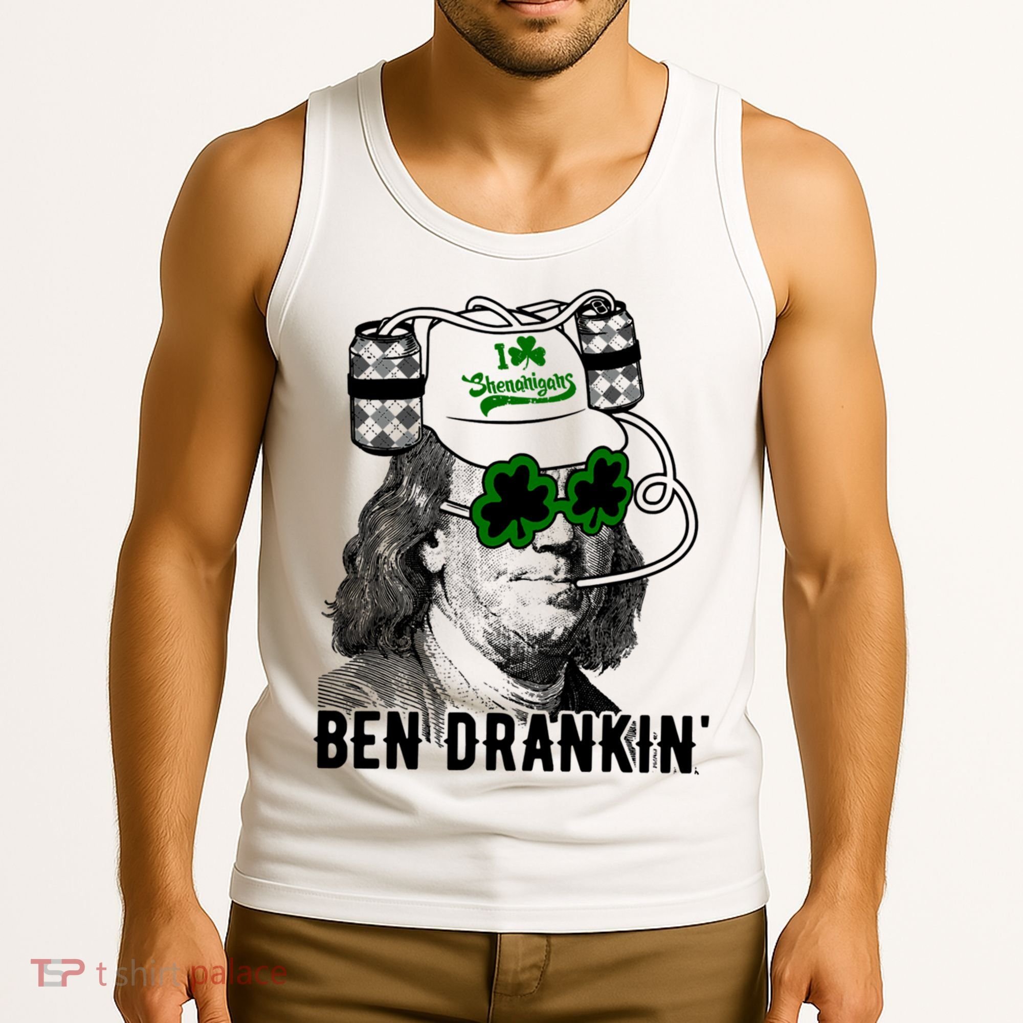 Ben Drankin Funny Green Shamrock Political St Patricks Day Cute Gift Tank Top