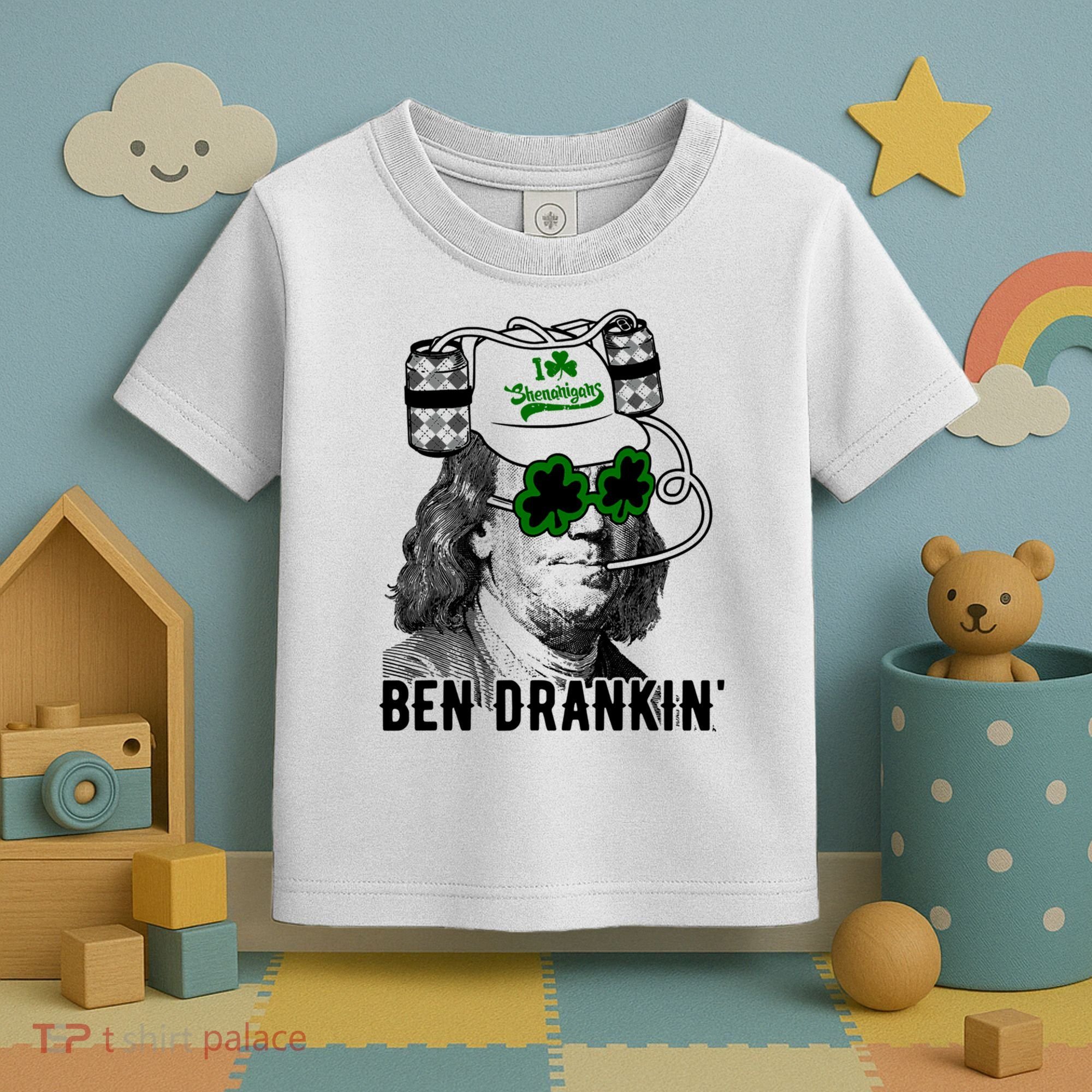 Ben Drankin Funny Green Shamrock Political St Patricks Day Cute Gift Toddler T-Shirt