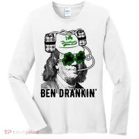 Ben Drankin Funny Green Shamrock Political St Patricks Day Cute Gift Women's Long Sleeve Shirt thumb 0