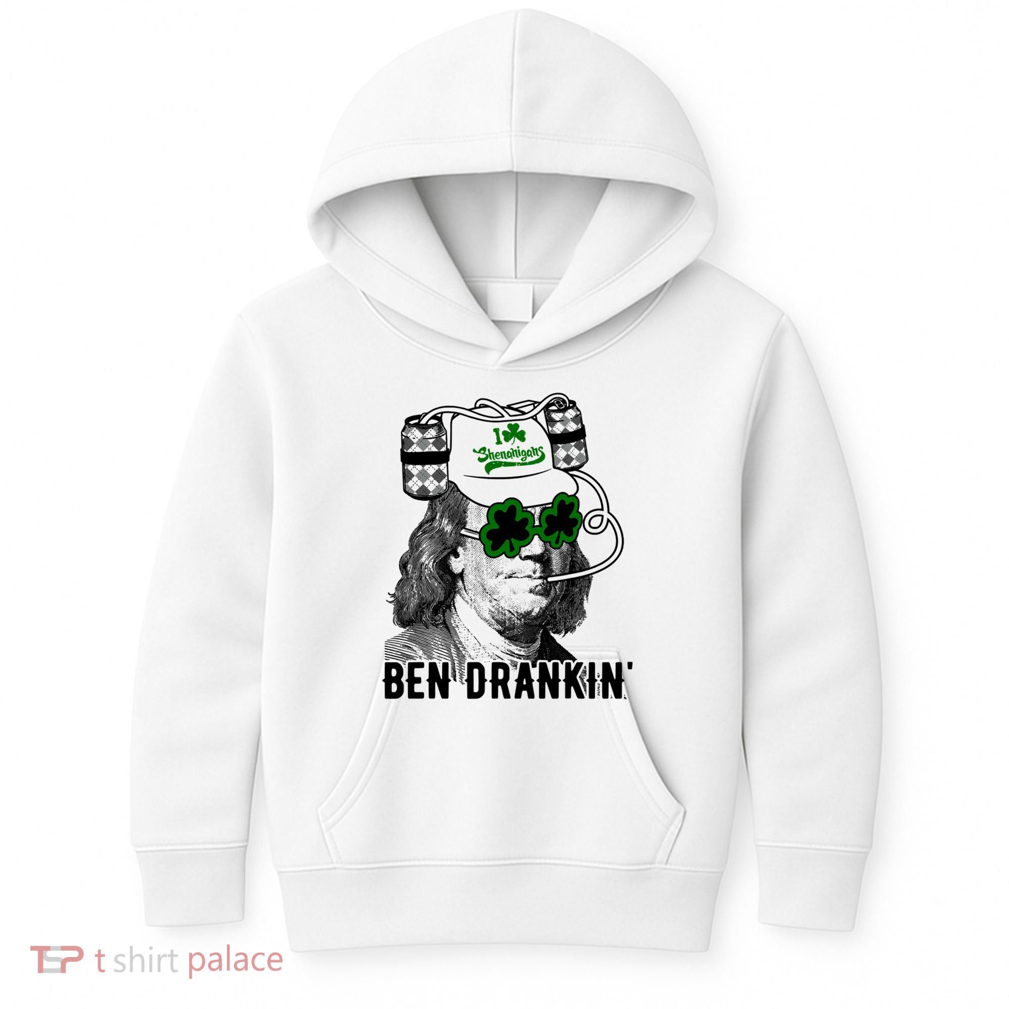 Ben Drankin Funny Green Shamrock Political St Patricks Day Cute Gift Kids Hoodie