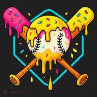 Baseball Drip For Home Plate Ice Cream Drip Sport Women's Sweatshirt thumb 2