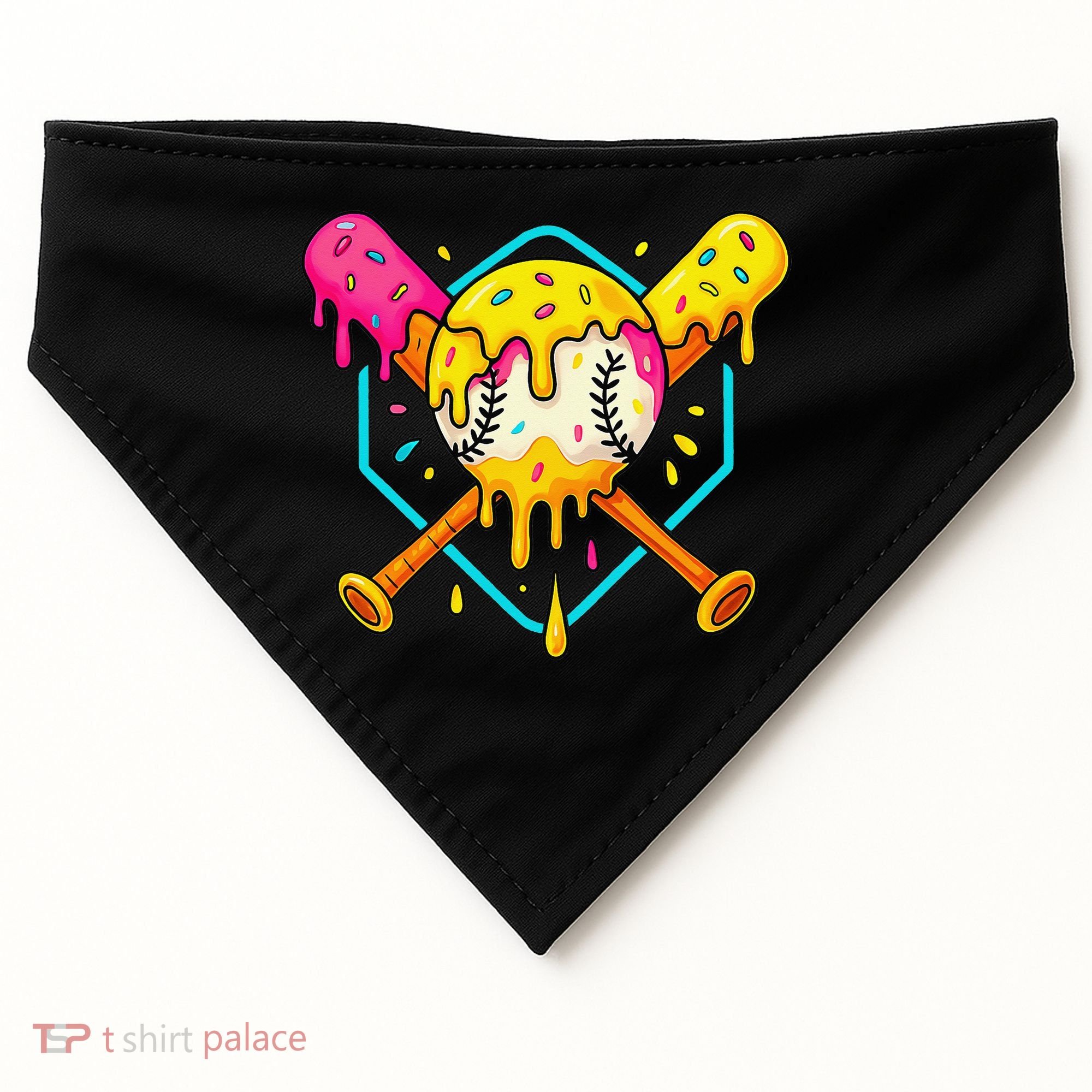 Baseball Drip For Home Plate Ice Cream Drip Sport USA-Made Doggie Bandana