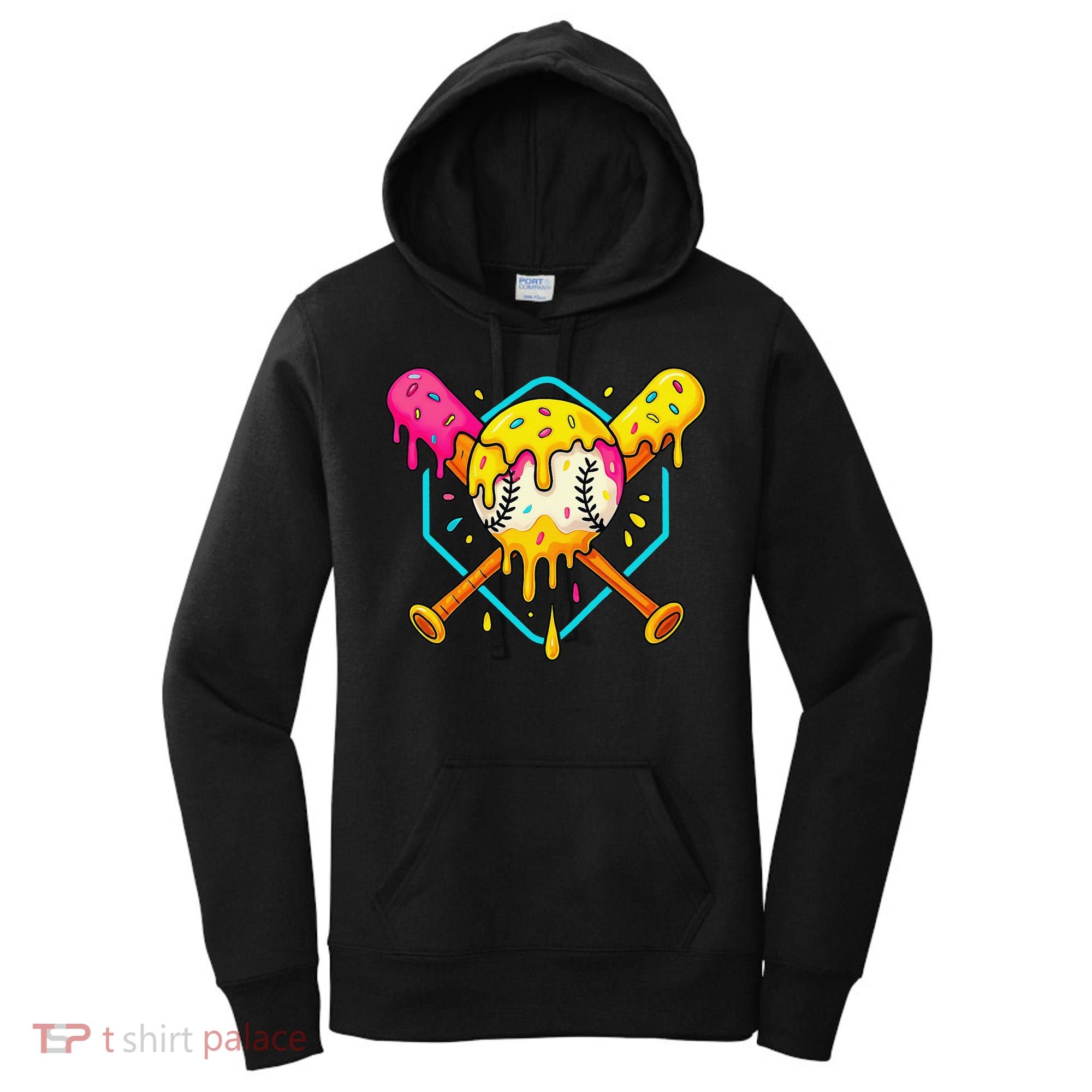Baseball Drip For Home Plate Ice Cream Drip Sport Women's Hoodie