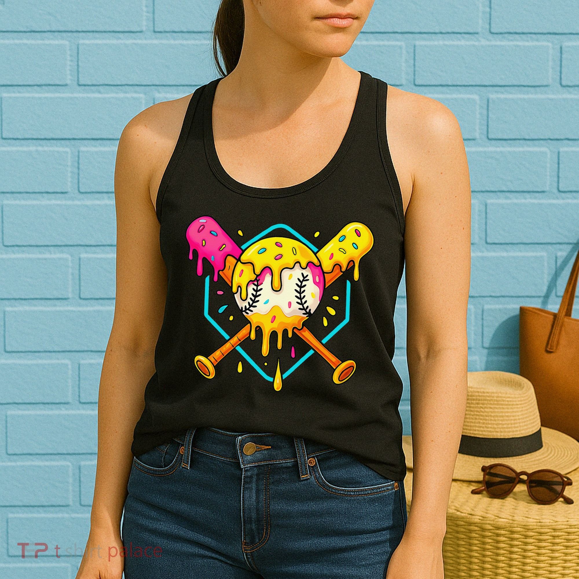 Baseball Drip For Home Plate Ice Cream Drip Sport Women's Tank Top