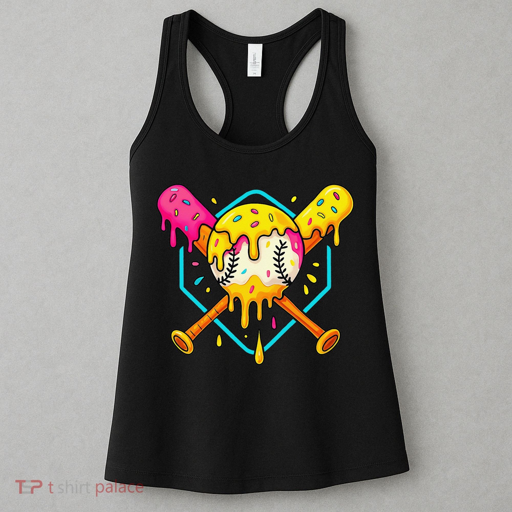 Baseball Drip For Home Plate Ice Cream Drip Sport Women's Tank Top