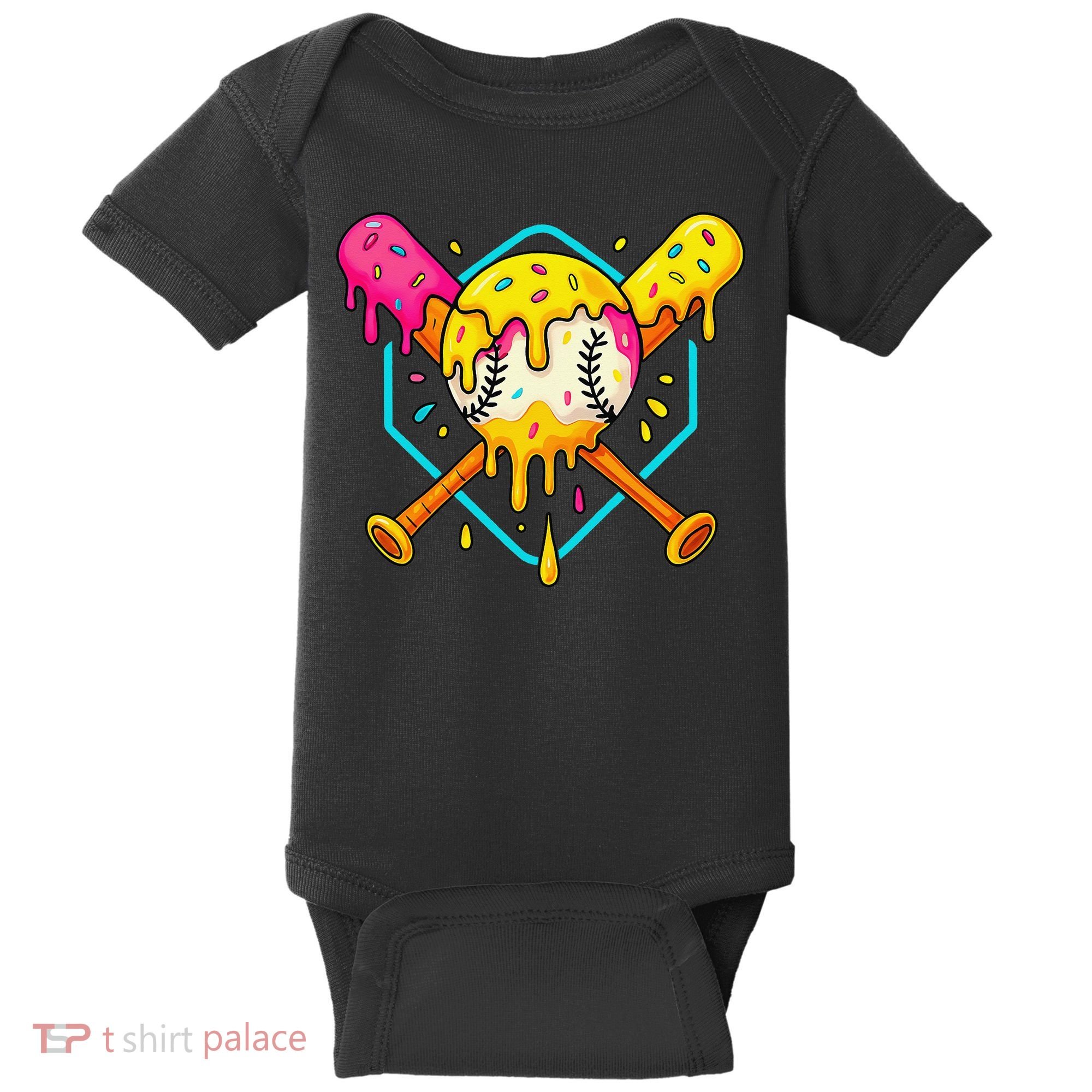 Baseball Drip For Home Plate Ice Cream Drip Sport Baby Bodysuit