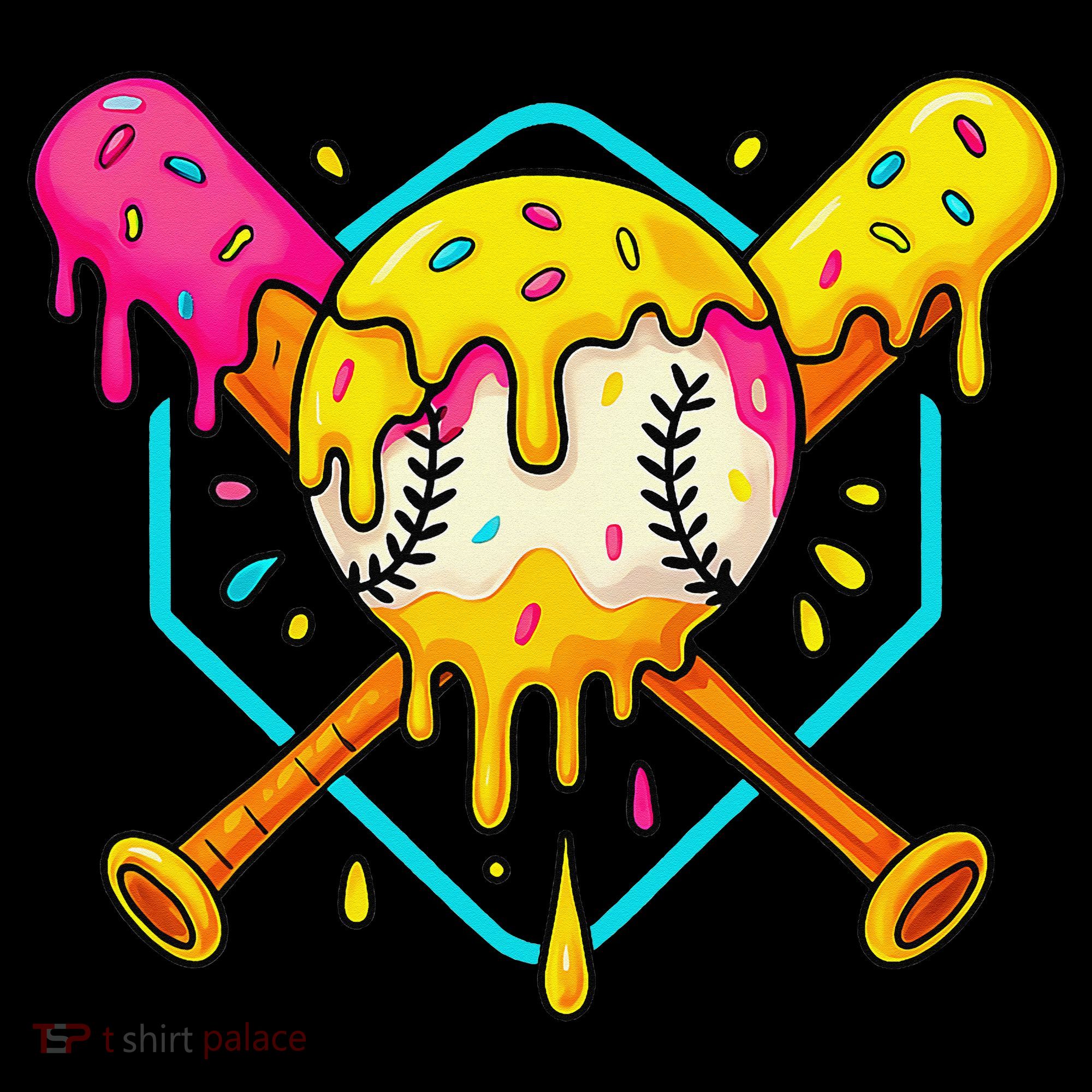 Baseball Drip For Home Plate Ice Cream Drip Sport Toddler Hoodie