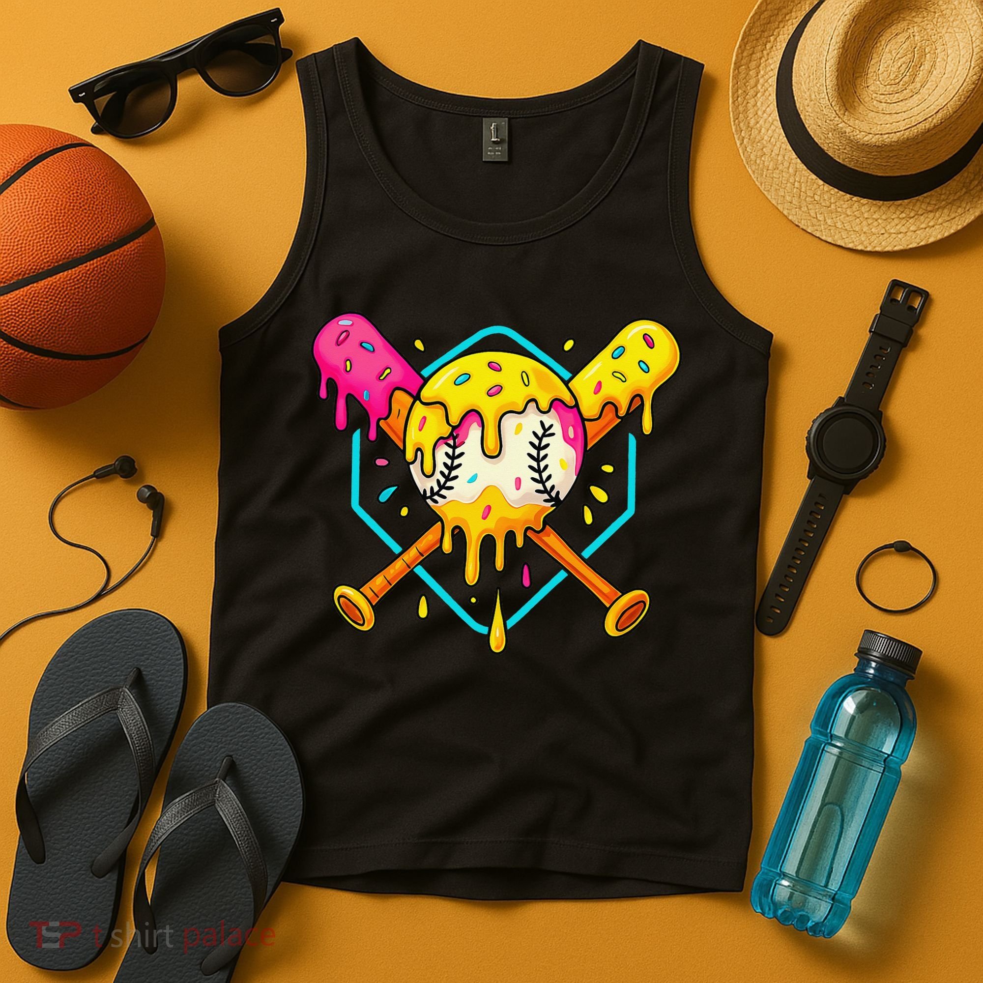 Baseball Drip For Home Plate Ice Cream Drip Sport Tank Top